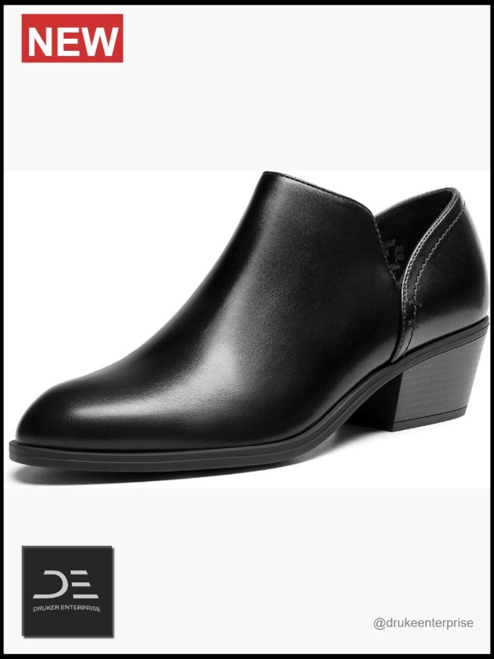 Women's Ankle Boots Faux Leather Chunky Heel Side Zip Booties